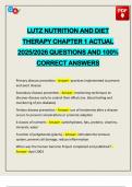 LUTZ NUTRITION AND DIET THERAPY CHAPTER 1 ACTUAL 2025&sol;2026 QUESTIONS AND 100&percnt; CORRECT ANSWERS