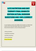 PACKAGE DEAL&colon;&colon;&colon; LUTZ NUTRITION & DIET THERAPY EXAMS 2025&sol;2026 Q&A 100&percnt; PASS