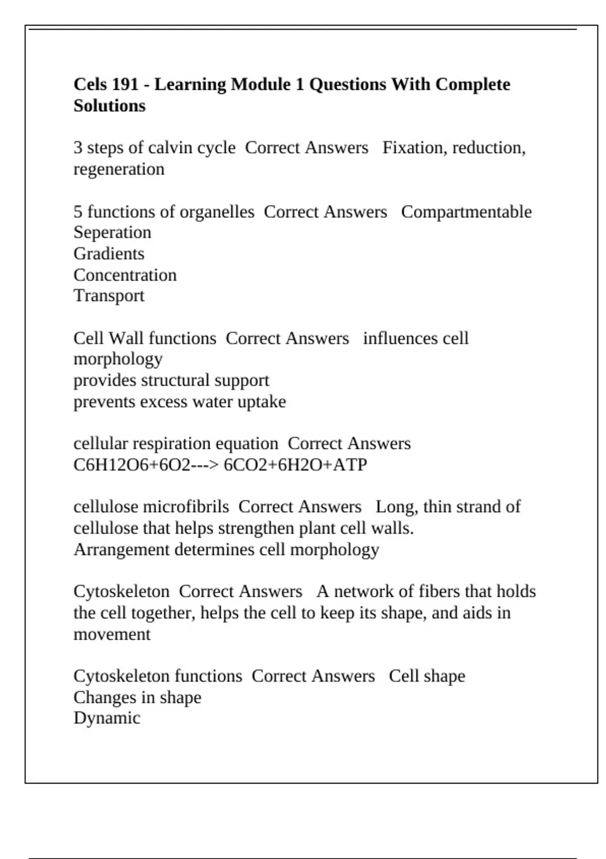 Cels 191 - Learning Module 1 Questions With Complete Solutions - Cels ...