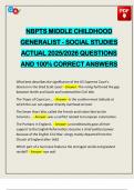 NBPTS MIDDLE CHILDHOOD GENERALIST - SOCIAL STUDIES ACTUAL 2025&sol;2026 QUESTIONS AND 100&percnt; CORRECT ANSWERS