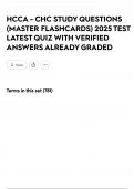 HCCA - CHC STUDY QUESTIONS &lpar;MASTER FLASHCARDS&rpar; 2025 TEST LATEST QUIZ WITH VERIFIED ANSWERS ALREADY GRADED