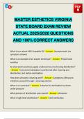 MASTER ESTHETICS VIRGINIA STATE BOARD EXAM REVIEW ACTUAL 2025&sol;2026 QUESTIONS AND 100&percnt; CORRECT ANSWERS