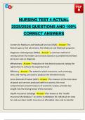 NURSING TEST 4 ACTUAL 2025/2026 QUESTIONS AND 100% CORRECT ANSWERS