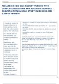 Exam &lpar;elaborations&rpar; PEDIATRICS HESI   2025-2026 