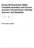 Periop 101 Final Exam &lpar;2025&rpar; Complete Questions and Correct Answers &vert; Newest Exam &vert; Verified Answers &vert; Just Released