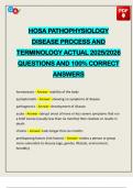 HOSA PATHOPHYSIOLOGY DISEASE PROCESS AND TERMINOLOGY ACTUAL 2025&sol;2026 QUESTIONS AND 100&percnt; CORRECT ANSWERS