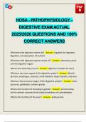 HOSA - PATHOPHYSIOLOGY &ndash; DIGESTIVE EXAM ACTUAL 2025&sol;2026 QUESTIONS AND 100&percnt; CORRECT ANSWERS