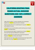CALIFORNIA BOATING FINAL EXAM B ACTUAL 2025&sol;2026 QUESTIONS AND 100&percnt; CORRECT ANSWERS