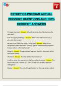 ESTHETICS PSI EXAM ACTUAL 2025&sol;2026 QUESTIONS AND 100&percnt; CORRECT ANSWERS
