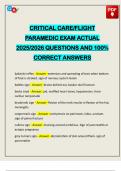 CRITICAL CARE&sol;FLIGHT PARAMEDIC EXAM ACTUAL 2025&sol;2026 QUESTIONS AND 100&percnt; CORRECT ANSWERS
