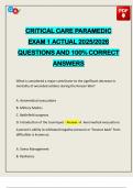 CRITICAL CARE PARAMEDIC EXAM 1 ACTUAL 2025&sol;2026 QUESTIONS AND 100&percnt; CORRECT ANSWERS