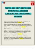 7 LEVEL CDC 2S071 EDIT CODE 8 EXAM ACTUAL 2025&sol;2026 QUESTIONS AND 100&percnt; CORRECT ANSWERS