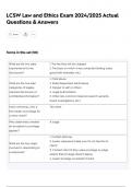LCSW Law and Ethics Exam 2024&sol;2025 Actual  Questions & Answers