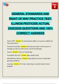 GENERAL STANDARDS AND RIGHT OF WAY PRACTICE TEST&colon; ILLINOIS PESTICIDE ACTUAL 2025&sol;2026 QUESTIONS AND 100&percnt; CORRECT ANSWERS