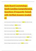 State Board Cosmetology- South Carolina Comprehensive Questions &lpar;Frequently Tested&rpar; with Verified Answers Graded A&plus;