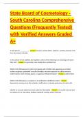 State Board of Cosmetology - South Carolina Comprehensive Questions &lpar;Frequently Tested&rpar; with Verified Answers Graded A&plus;