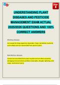 UNDERSTANDING PLANT DISEASES AND PESTICIDE MANAGEMENT EXAM ACTUAL 2025&sol;2026 QUESTIONS AND 100&percnt; CORRECT ANSWERS