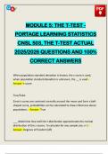 MODULE 5&colon; THE T-TEST - PORTAGE LEARNING STATISTICS CNSL 503&comma; THE T-TEST ACTUAL 2025&sol;2026 QUESTIONS AND 100&percnt; CORRECT ANSWERS