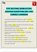 STAT 503 FINAL EXAM ACTUAL 2025&sol;2026 QUESTIONS AND 100&percnt; CORRECT ANSWERS