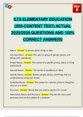 ILTS ELEMENTARY EDUCATION &lpar;305-CONTENT TEST&rpar; ACTUAL 2025&sol;2026 QUESTIONS AND 100&percnt; CORRECT ANSWERS