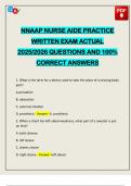 NNAAP NURSE AIDE PRACTICE WRITTEN EXAM ACTUAL 2025&sol;2026 QUESTIONS AND 100&percnt; CORRECT ANSWERS