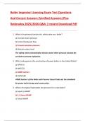 Boiler Inspector Licensing Exam Test Questions  And Correct Answers &lpar;Verified Answers&rpar; Plus  Rationales 2025&sol;2026 Q&A &vert; Instant Download Pdf