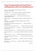 Water Treatment Operator Exam Class C and D questions with correct detailed anwers