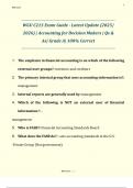 WGU C213 Exam Guide - Latest Update &lpar;2025&sol;  2026&rpar; &vert; Accounting for Decision Makers &vert; Qs &  As&vert; Grade A&vert; 100&percnt; Correct 