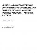 NR293 PHARMACOLOGY EXAM 1 COMPREHENSIVE QUESTIONS AND CORRECT DETAILED ANSWERS &lpar;VERIFIED ANSWERS&rpar; &vert; ASSURED SUCCESS