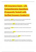 MD Insurance Exam - Life Comprehensive Questions &lpar;Frequently Tested&rpar; with Verified Answers Graded A&plus;