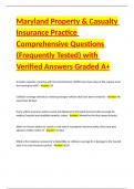 Maryland Property & Casualty Insurance Practice Comprehensive Questions &lpar;Frequently Tested&rpar; with Verified Answers Graded A&plus;