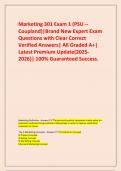 Marketing 301 Exam 1 &lpar;PSU -- Coupland&rpar;&vert;Brand New Expert Exam Questions with Clear Correct Verified Answers&vert; All Graded A&plus;&vert; Latest Premium Update&lpar;2025-2026&rpar;&vert; 100&percnt; Guaranteed Success&period;