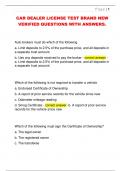 CAR DEALER LICENSE TEST BRAND NEW  VERIFIED QUESTIONS WITH ANSWERS&period;