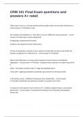 CRM 101 Final Exam questions and answers A&plus; rated