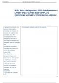 Exam &lpar;elaborations&rpar; WGU Sales Management D099 Pre-Assessment  