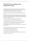 PSYC 381 Unit 1 questions well answered A&plus; rated