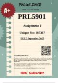 PRL5901 Assignment 2(185367)(EXPERT ANSWERS & EXPLANATIONS)- DUE 3 September 2025