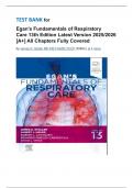 TEST BANK for Egan's Fundamentals of Respiratory Care 13th Edition Latest Version 2025&sol;2026 &lbrack;A&plus;&rsqb; All Chapters Fully Covered by James K&period; Stoller MD MS FAARC FCCP &lpar;Editor&rpar;&comma; & 4 more
