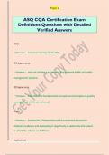 ASQ CQA Certification Exam  Definitions Questions with Detailed  Verified Answers 