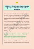 ASQ CQE Certification Exam Sample  Questions with Detailed Verified  Answers