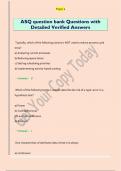 ASQ question bank Questions with  Detailed Verified Answers 