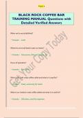 BLACK ROCK COFFEE BAR  TRAINING MANUAL Questions with  Detailed Verified Answers