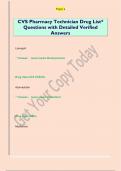 CVS Pharmacy Technician Drug List&ast;  Questions with Detailed Verified  Answers