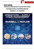 TEST BANK for Operations Management Creating Value Along the Supply Chain&comma; 11th Edition by Russell and Taylor Verified Chapters 1-17&comma; Complete