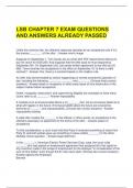 LSB CHAPTER 7 EXAM QUESTIONS AND ANSWERS ALREADY PASSED