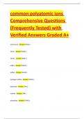 common polyatomic ions Comprehensive Questions &lpar;Frequently Tested&rpar; with Verified Answers Graded A&plus;