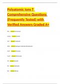 Polyatomic Ions&uarr; Comprehensive Questions &lpar;Frequently Tested&rpar; with Verified Answers Graded A&plus;