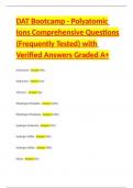 DAT Bootcamp - Polyatomic Ions Comprehensive Questions &lpar;Frequently Tested&rpar; with Verified Answers Graded A&plus;