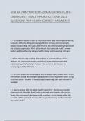 HESI RN PRACTICE TEST--COMMUNITY HEALTH-COMMUNITY HEALTH PRACTICE EXAM 2025 QUESTIONS WITH 100&percnt; CORRECT ANSWERS&excl;&excl;