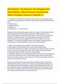 Psychiatric Technician Developmental Disabilities Board Exam Questions With Verified Answers Rated A&plus;